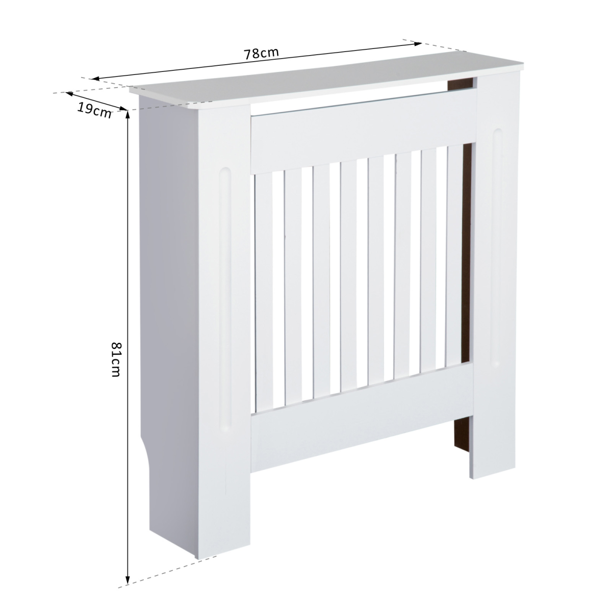 White Painted Radiator Cover Cabinet Standard Size Slatted Vent Top Shelf Wall Mount Home Office