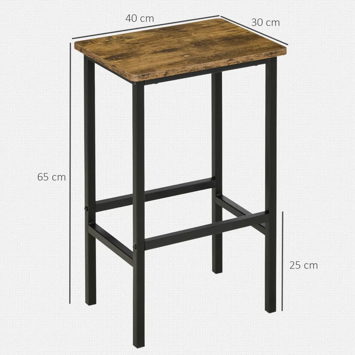 HOMCOM Set of 2 Kitchen Breakfast Bar Chairs with Footrest, Rustic Brown - Bar Stool