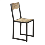 Indian Hub Cosmo Industrial Metal & Wood Dining Chair (Set of 2) - Dining Chairs