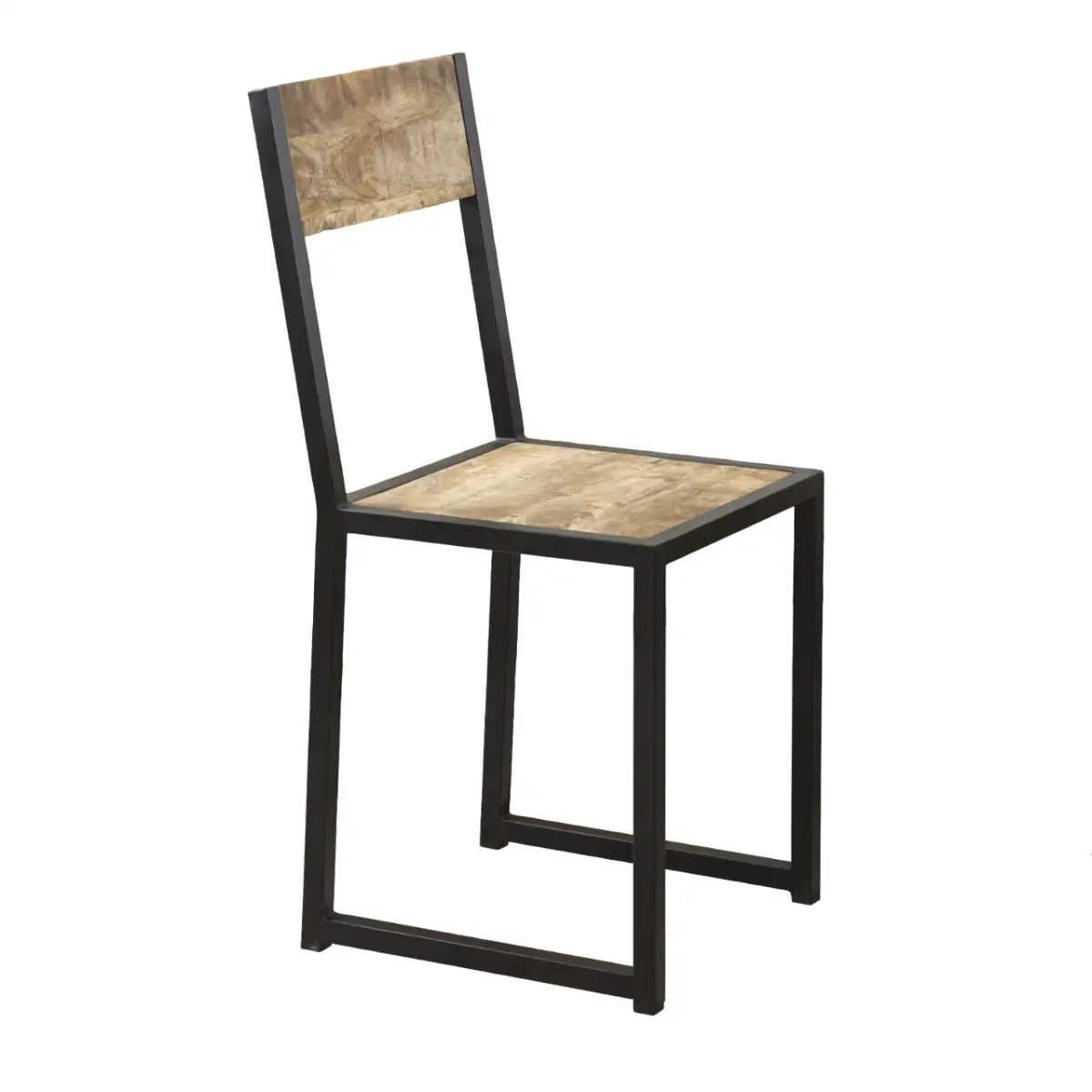 Indian Hub Cosmo Industrial Metal & Wood Dining Chair (Set of 2) - Dining Chairs
