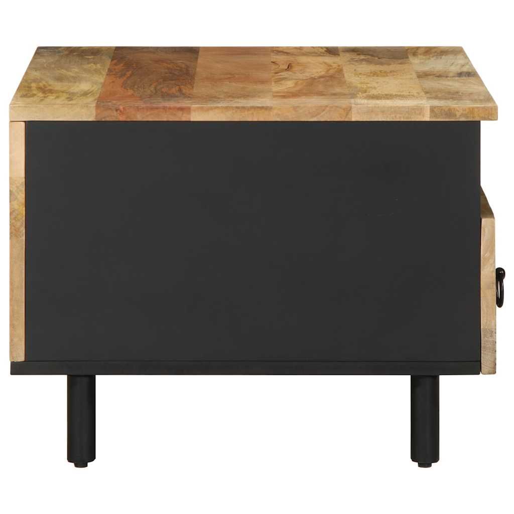 VidaXL Coffee Table 80x54x40 cm Solid Mango Wood With Geometric Pattern Drawers Black Living Room - vidaXL - Home Symphony