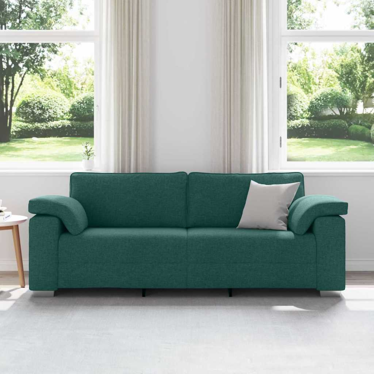 VidaXL Sofa 219 x 77 x 82 cm Dark Green Fabric With Cushion For Modern Living Rooms - vidaXL - Home Symphony