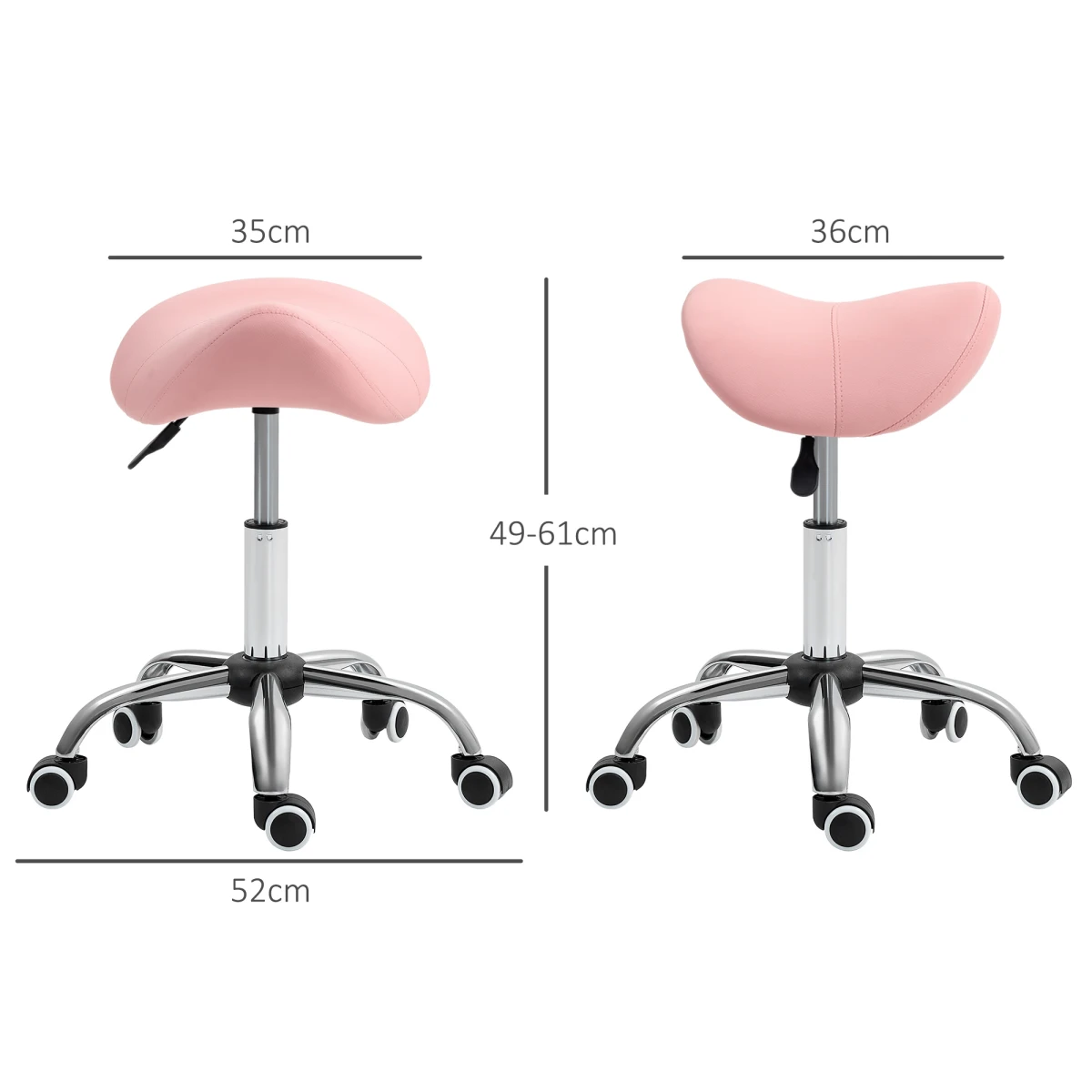 HOMCOM Saddle Stool 49-61cm Adjustable Salon by HOMCOM