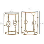 HOMCOM Gold Nesting Coffee Tables Set of Two with Tempered Glass Tops Living Room Decor - HOMCOM - Home Symphony