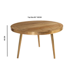 Indian Hub LightGold Coffee Table 32in MetalInlay Livingroom - Coffee Table
