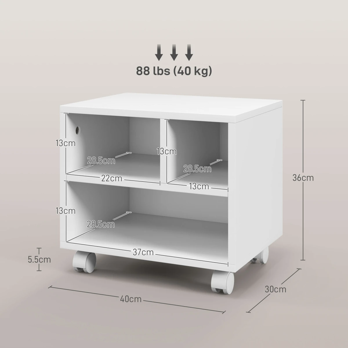 HOMCOM Homcom Printer Stand On Wheels For Home Office - Desk