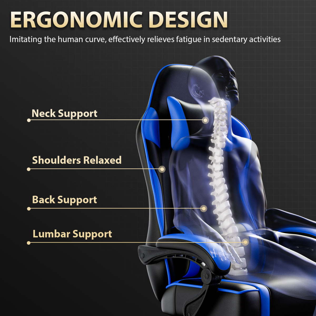 Premium Gaming Chair Height Adjustable With Footrest And Lumbar Support For Gamers And Office Use Pro - N/A - Home Symphony