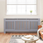 vidaXL Radiator Cover 142-205x20.5x81.5 cm Slatted Grey for Living Room Decor Indoor Use - vidaXL - Home Symphony