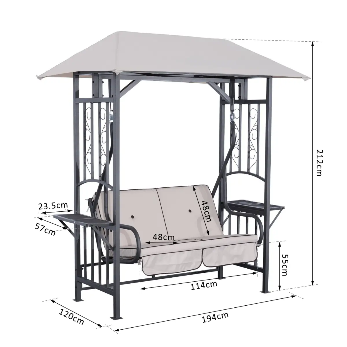Outsunny Outsunny Outdoor Garden 2 Seater Canopy Swing Seat Porch Loveseat Hammock Chair - Hammocks