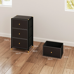 HOMCOM HOMCOM Three-Drawer Chest Faux Leather Fronts Gold Accents For Bedroom And Living Room - Chest of Drawers