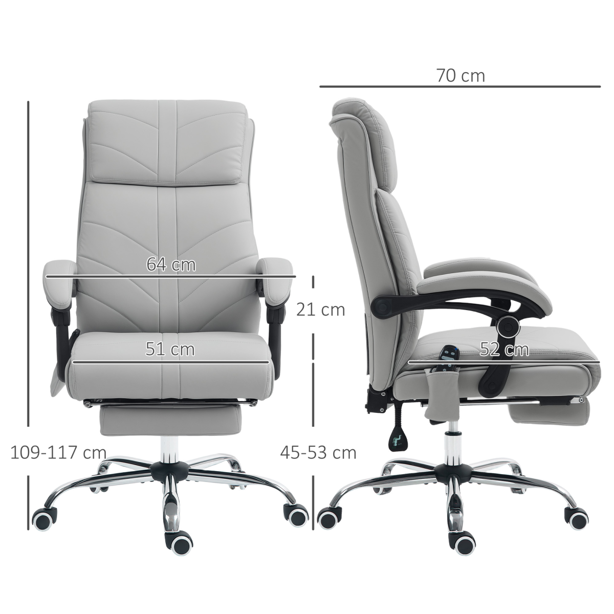 Vinsetto Massage Office Chair Ergonomic Four Point Vibration With Heat For Home Office