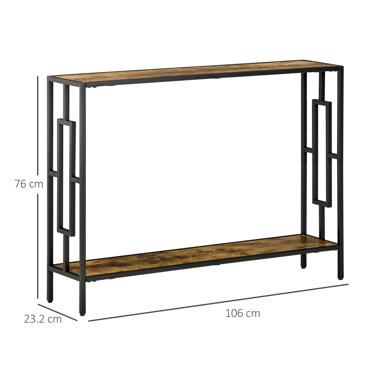 Industrial Console Desk Two Shelf Melamine Office - HOMCOM - Home Symphony