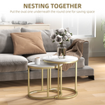 Elegant Side Tables RoundOblong Marble LivingArea - HOMCOM - Home Symphony