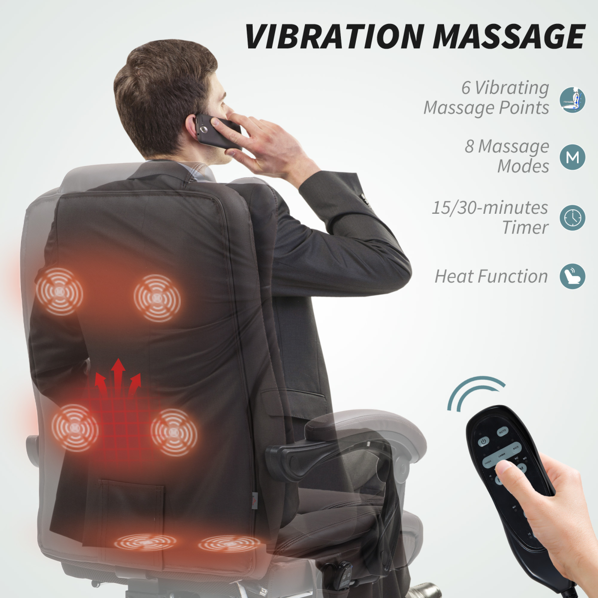 HOMCOM Massage Chair 135 Degree Recline SixPoint Massage with six-point back massage and lumbar heat.