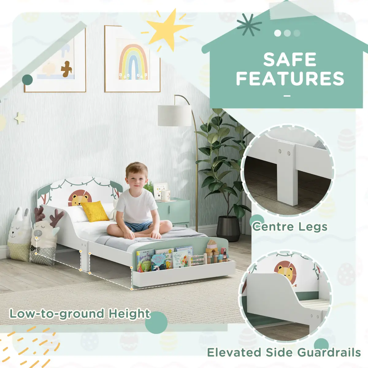 AIYAPLAY AIYAPLAY Toddler Bed, Lion-Themed Kids Bed Frame with Storage - Bed Frames