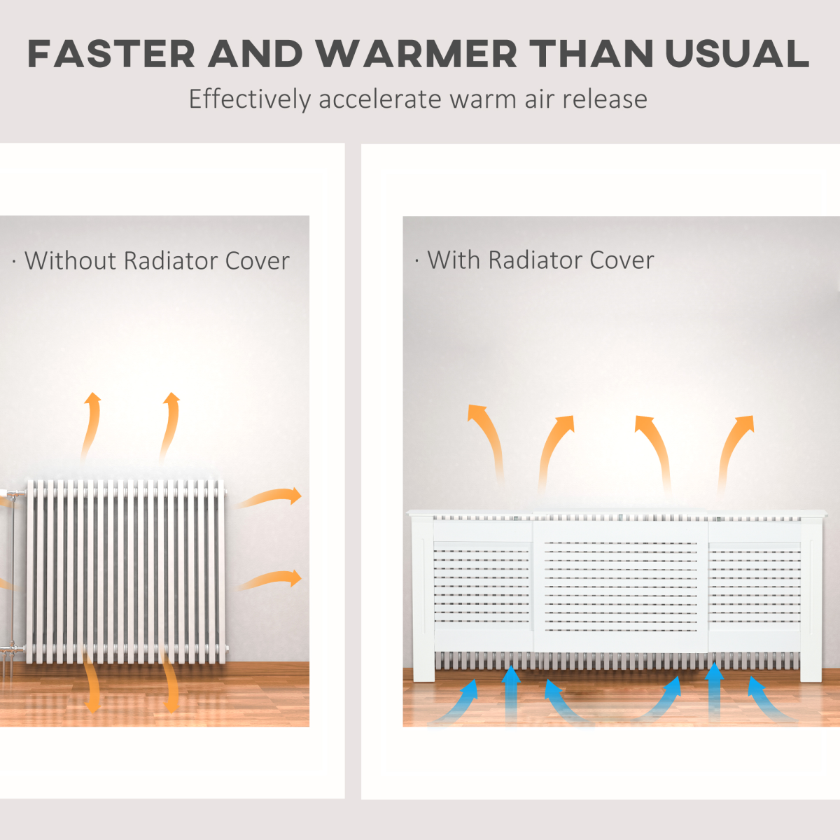 Premium MDF Radiator Cover With Slatted Vent Design Top Shelf And Easy Wall Mounting