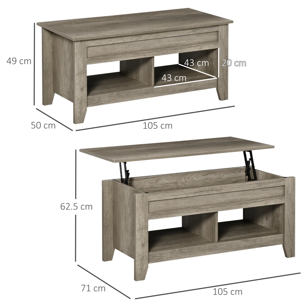 HOMCOM Lift Top Coffee Table With Hidden Storage by Homcom