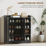 HOMCOM HOMCOM Shoe Cabinet 4-Tier Adjustable Entryway - Shoe Storage