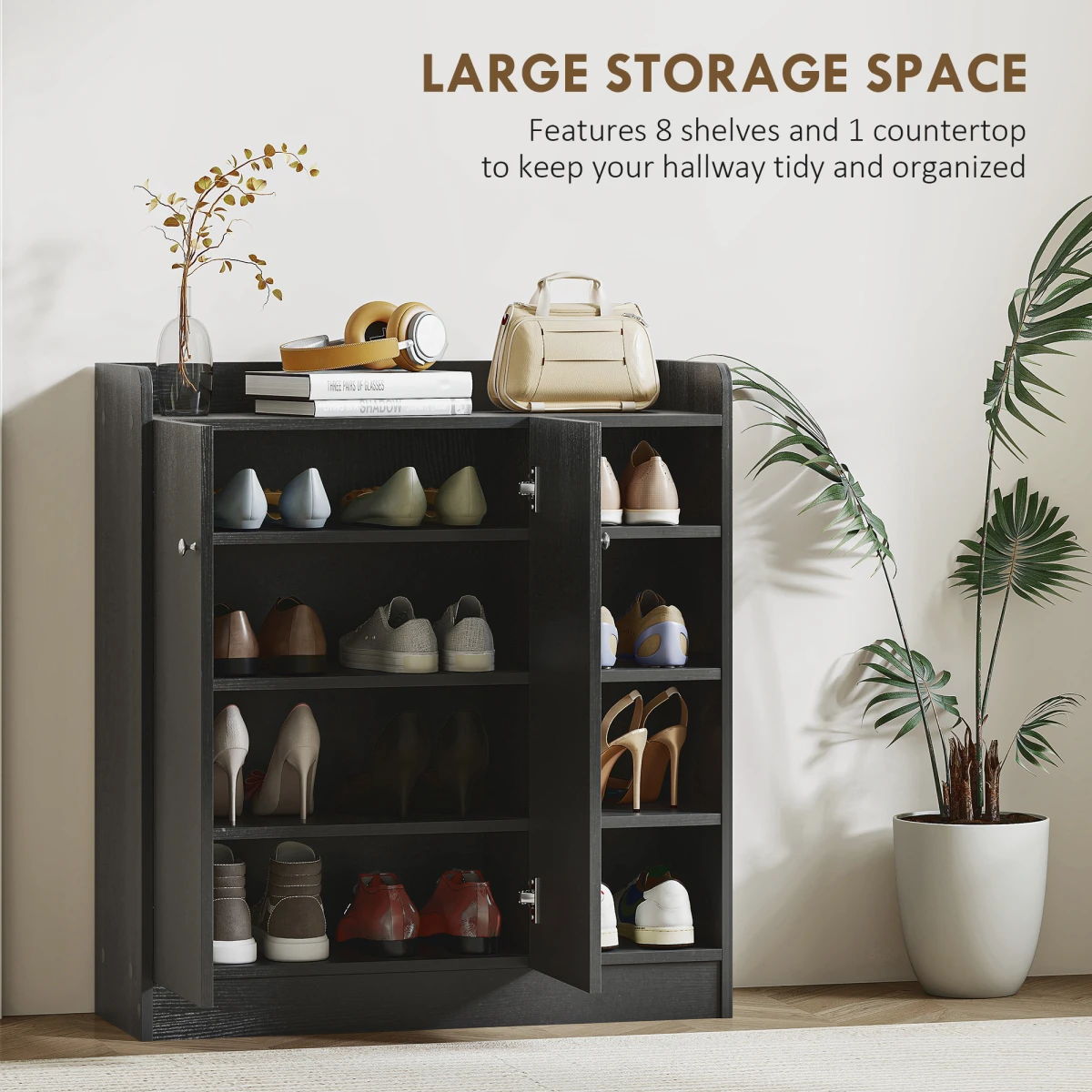 HOMCOM HOMCOM Shoe Cabinet 4-Tier Adjustable Entryway - Shoe Storage