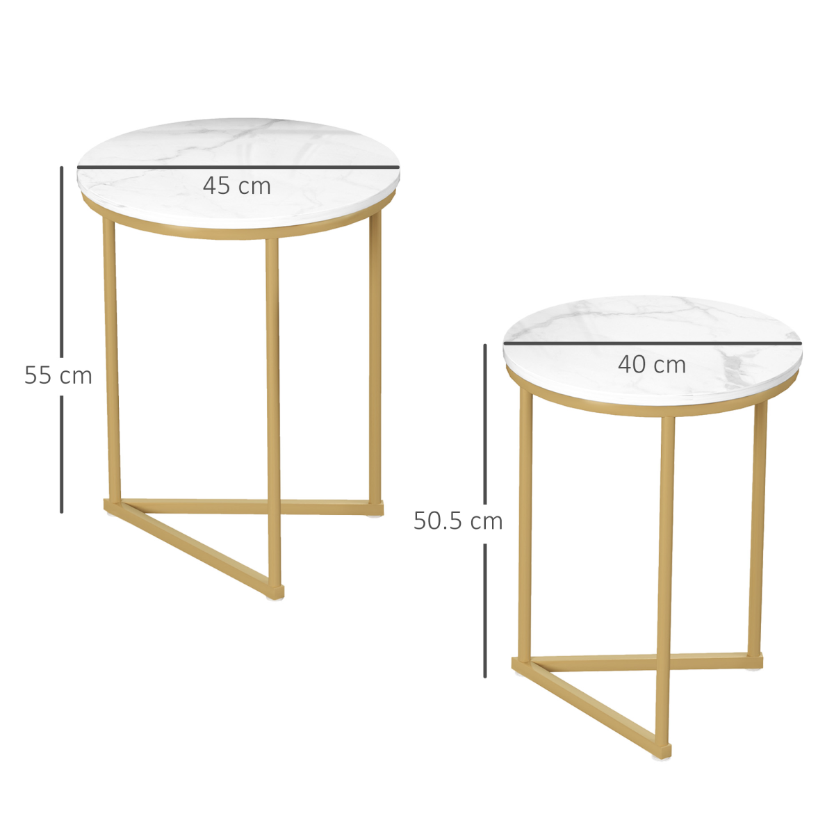 HOMCOM Nesting Coffee Tables Set of 2 With Marble Look Tops and Gold Frames for Modern Living Room - HOMCOM - Home Symphony