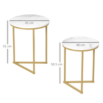 HOMCOM HOMCOM Nesting Coffee Tables Set of 2 With Marble Look Tops and Gold Frames for Modern Living Room - Coffee Table