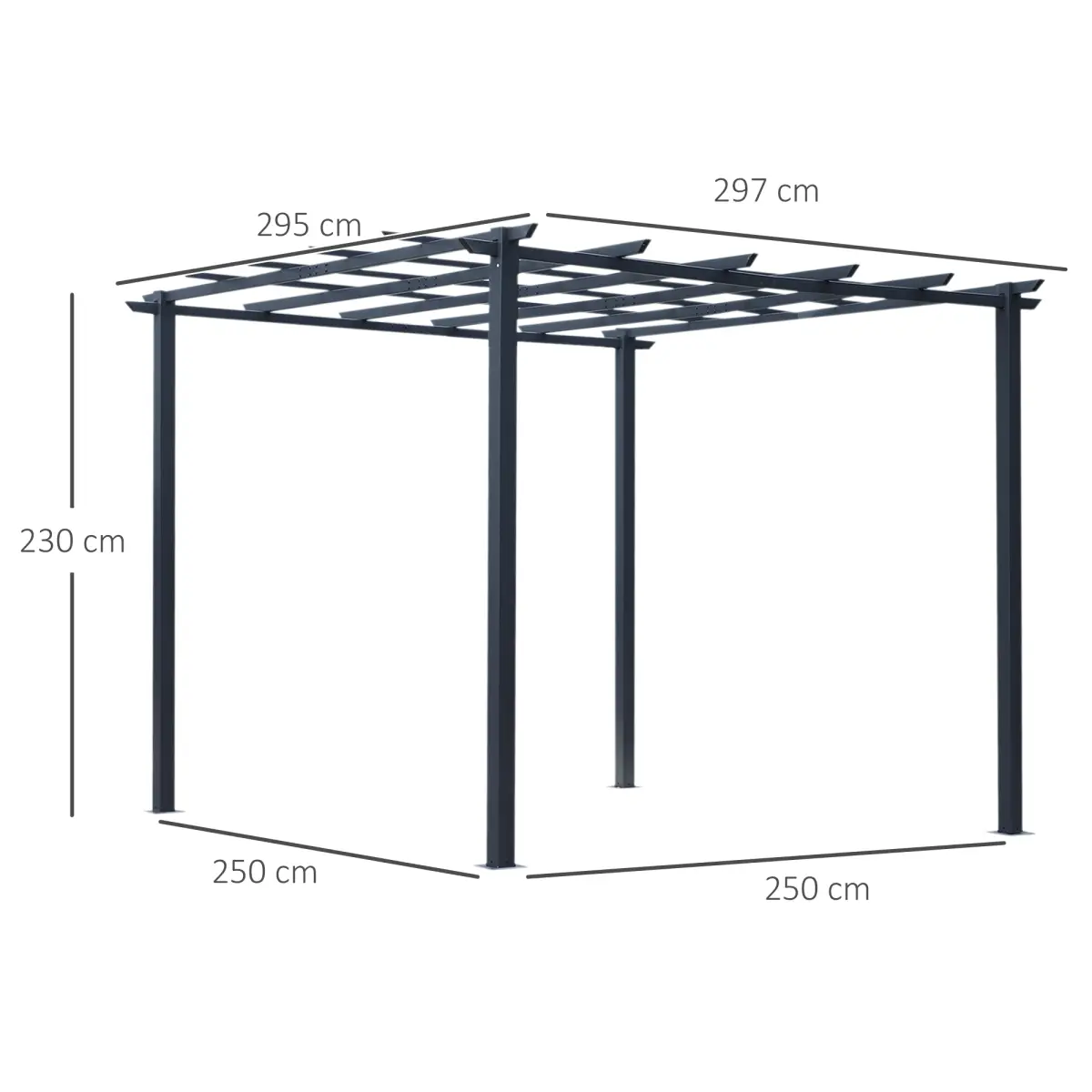 Outsunny Outsunny 3x3 m Metal Pergola, 300Lx300Wx230H cm-Black - Gazebos
