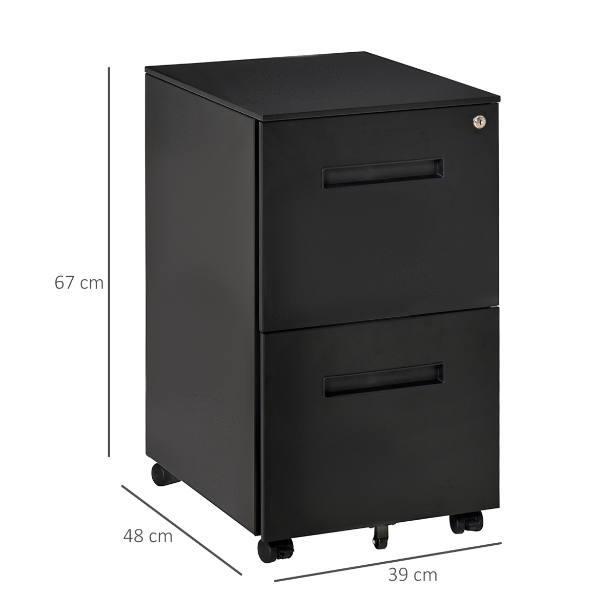 Vinsetto 2-Drawer Locking File Cabinet Office