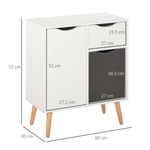 Unbranded Scandi White Floor Cabinet Compact With Drawer And Three-Section Storage For Bedroom And Living Room - Chest of Drawers