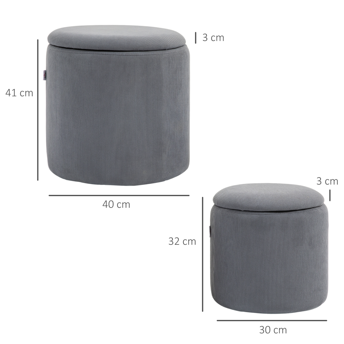 HOMCOM Fabric Storage Ottoman Set Large Small Lid - HOMCOM - Home Symphony