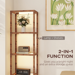 Wood Floor Lamp 180cm 4 Tier Shelf LED Dimmer Home - N/A - Home Symphony
