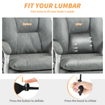 Homcom Office Chair High Back Adjustable Lumbar Home Office with inflatable lumbar support, 135° recline.