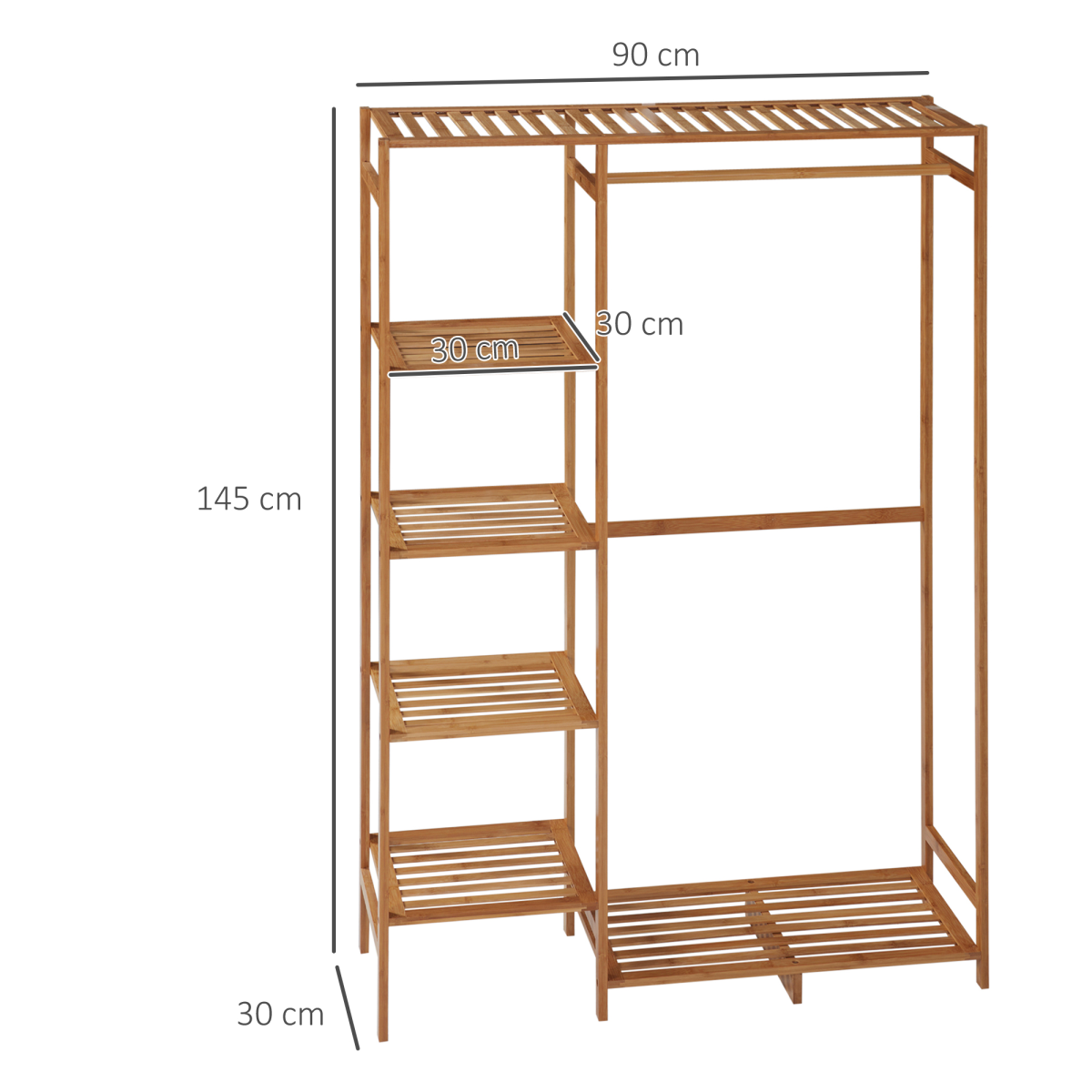 Eco Bamboo Clothes Rail 6 Tier Shelves For Home Use - HOMCOM - Home Symphony