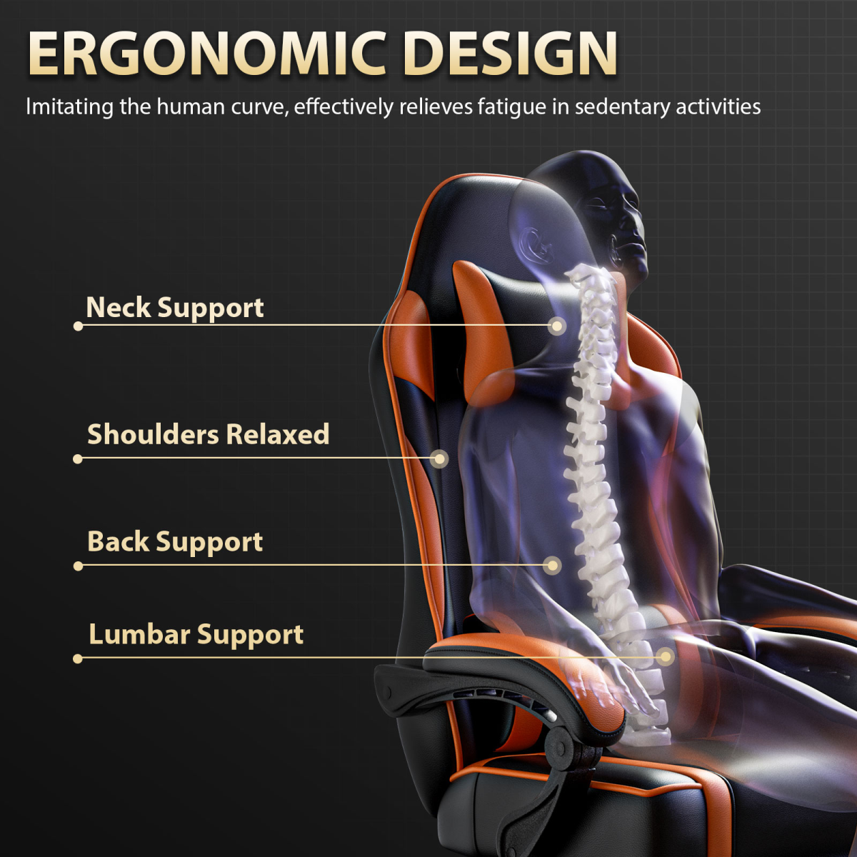 Premium Gaming Chair Height Adjustable With Footrest Gamer by Home Symphony – ergonomic gaming chair