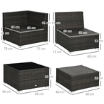 Outsunny Outsunny 8 Pieces Patio Rattan Sofa Set Garden Furniture Set for Outdoor Brown - Garden Sofa Sets