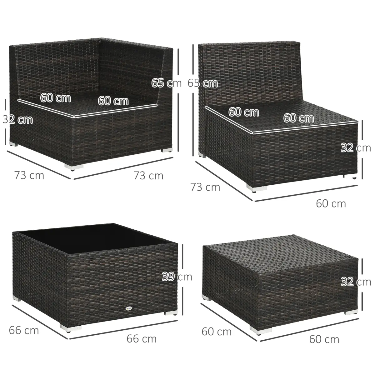 Outsunny Outsunny 8 Pieces Patio Rattan Sofa Set Garden Furniture Set for Outdoor Brown - Garden Sofa Sets