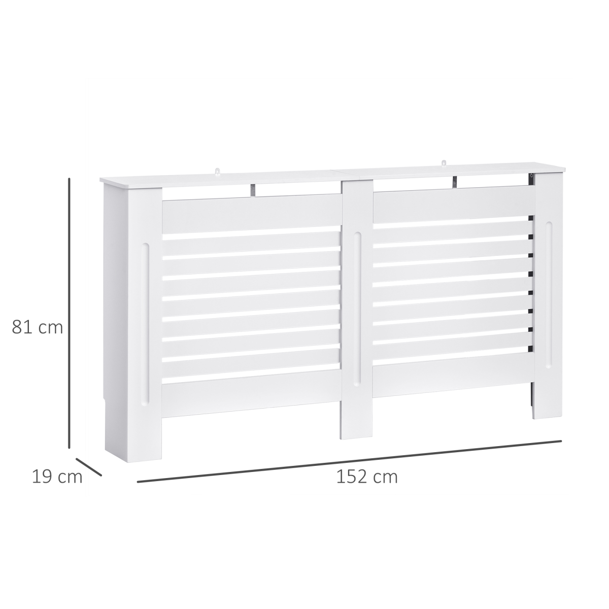 White MDF Radiator Cover 152cm Slatted Safe Home