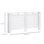 White MDF Radiator Cover 152cm Slatted Safe Home by HOMCOM