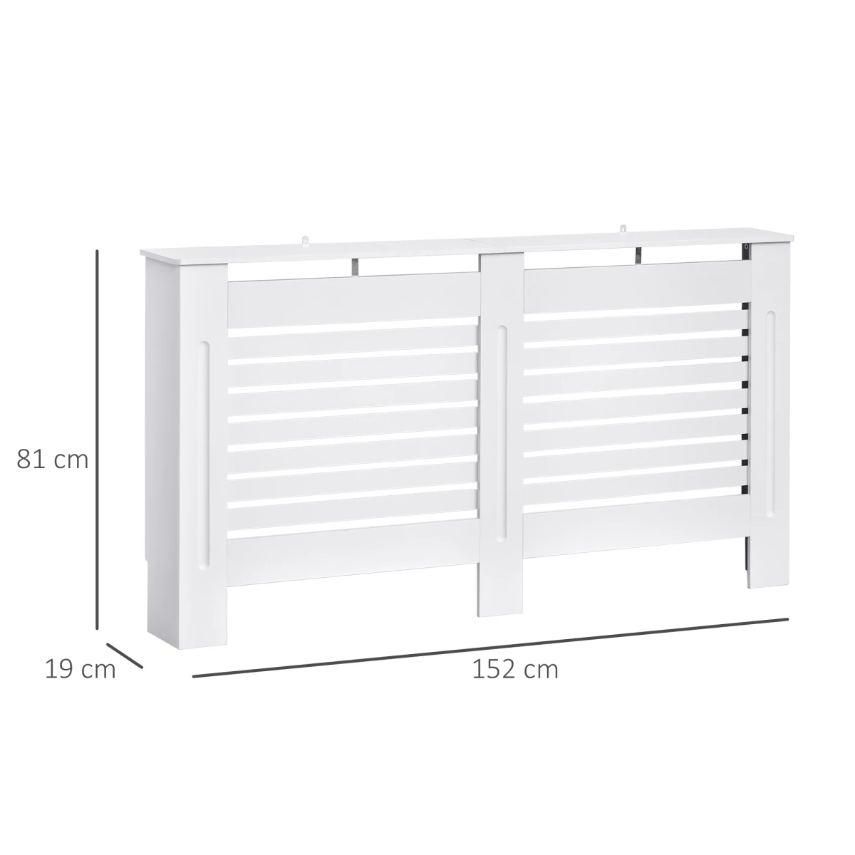 White MDF Radiator Cover 152cm Slatted Safe Home by HOMCOM