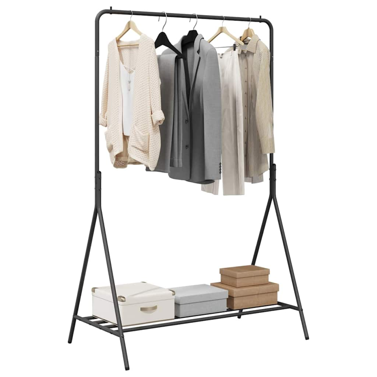 vidaXL Clothes Rack With Shelf 100 x 56 x 154 cm Steel Black Space Saving Design For Small Spaces - vidaXL - Home Symphony