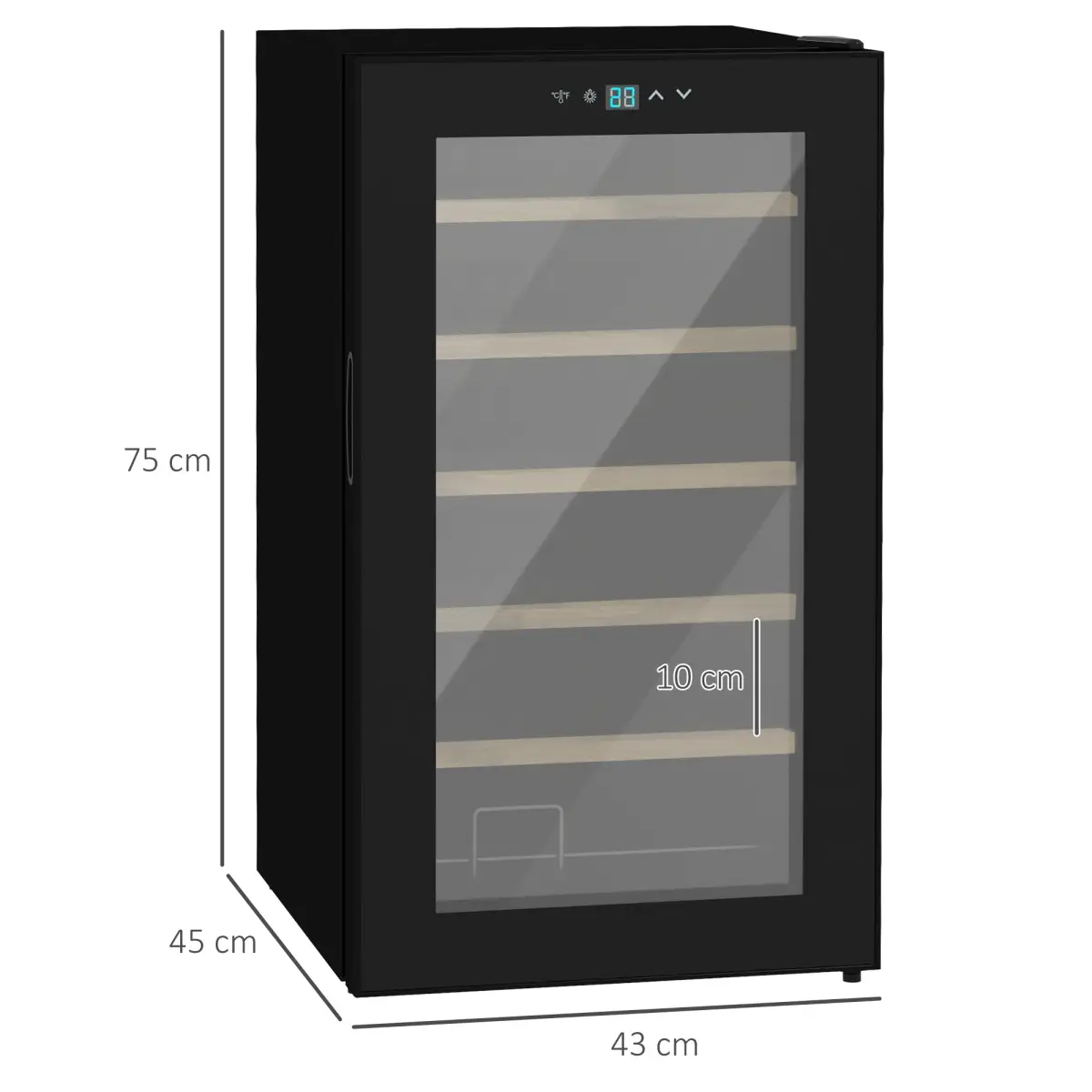 HOMCOM 24 Bottles Wine Fridge with Glass Door Digital Touch Screen Control LED Light - Wine Rack