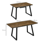 Unbranded Extendable Dining Table Rectangular Wood Effect Tabletop with Metal Frame - Dining Table