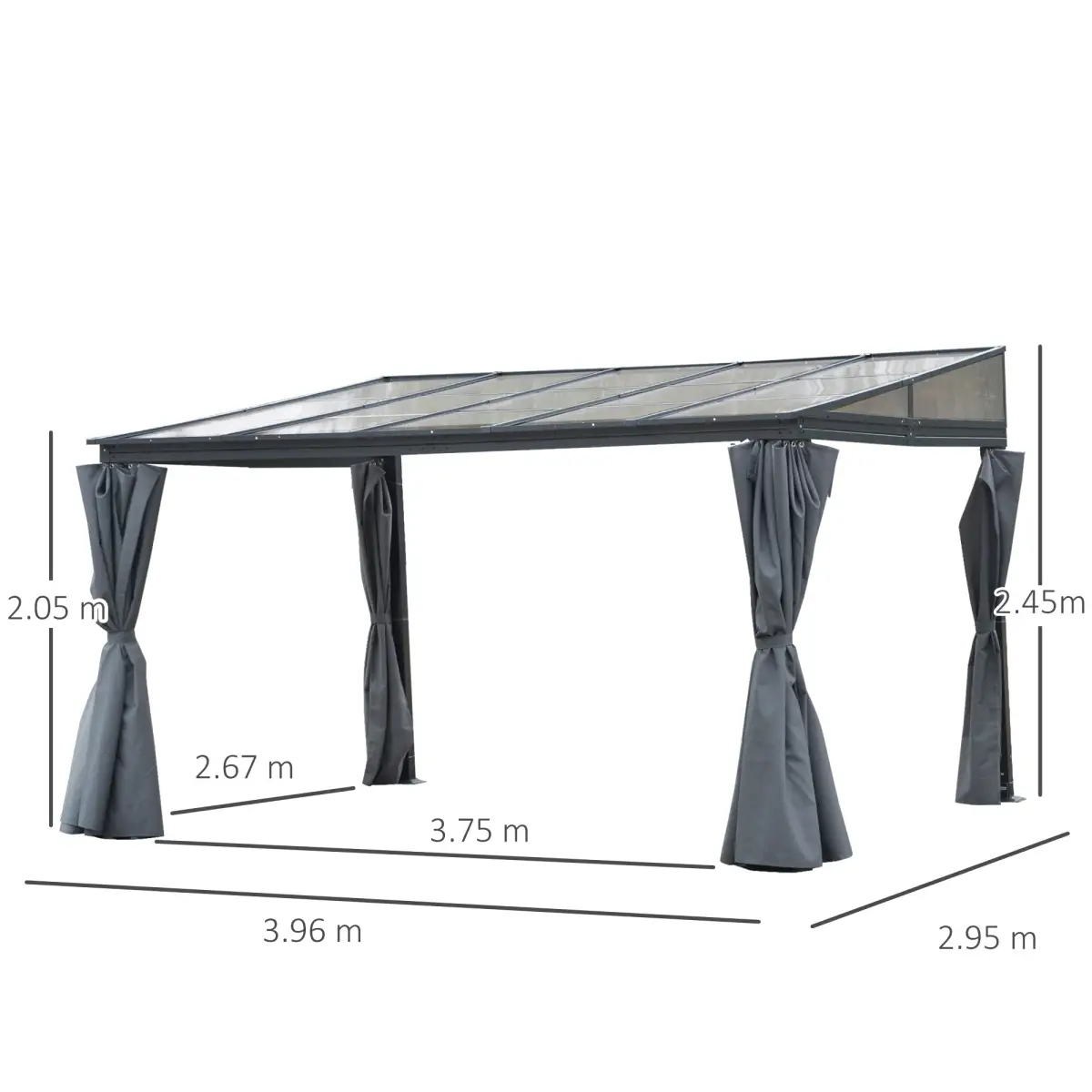 Outsunny Outdoor Hardtop Pergola Party Tent Garden Waterproof , 4 x 3m, Grey - Gazebos