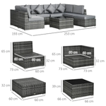 Outsunny Outsunny 8 Pieces Patio Rattan Sofa Set Garden Furniture Set for Outdoor Grey - Garden Sofa Sets