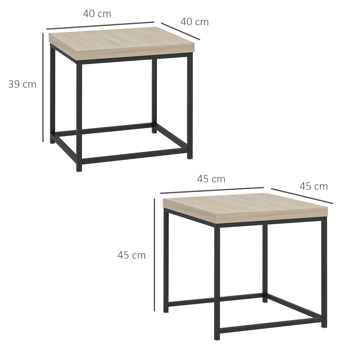 HOMCOM Nesting Tables 3.5cm Oak ThickTop ForHome - HOMCOM - Home Symphony