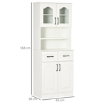 HOMCOM 168cm Kitchen Cupboard Storage Cabinet w/ Shelves & Drawers,Open Counter White - Display Cabinet
