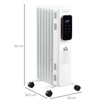 HomCom Oil Filled Radiator Tall LED Display 1630W 7 Fin With Eco Mode And 24 Hour Timer For Home Use by HOMCOM