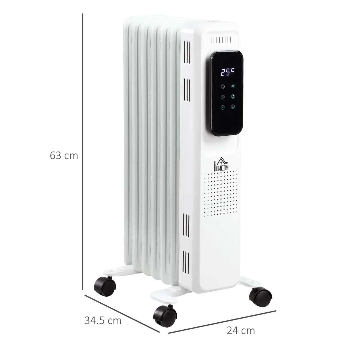 HomCom Oil Filled Radiator Tall LED Display 1630W 7 Fin With Eco Mode And 24 Hour Timer For Home Use by HOMCOM