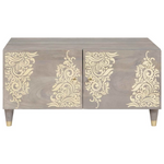 vidaXL Coffee Table 80x50x40 cm Solid Mango Wood Gold Ornate Doors Living Room Decor - vidaXL - Home Symphony