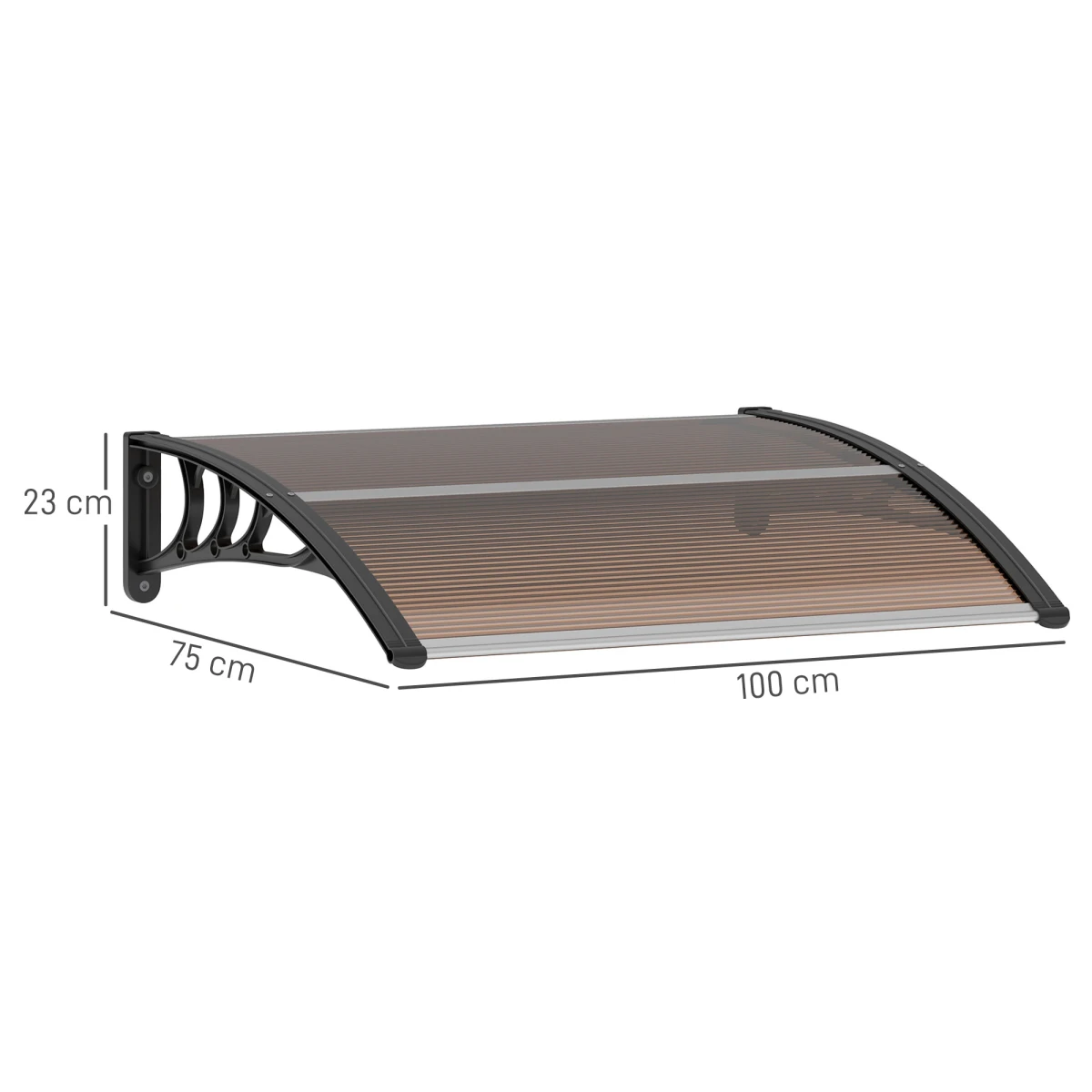 Outsunny Outsunny Curved Polycarbonate Porch Canopy Awning Universal Fit UV Protection Front Door Brown - Cover