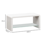 HOMCOM HOMCOM High Gloss Storage Coffee Table Two Tier White With Glass Shelf For Living Room - Coffee Table